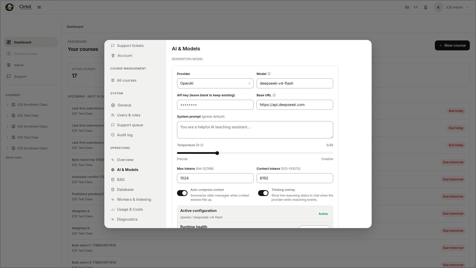 AI and Models provider configuration